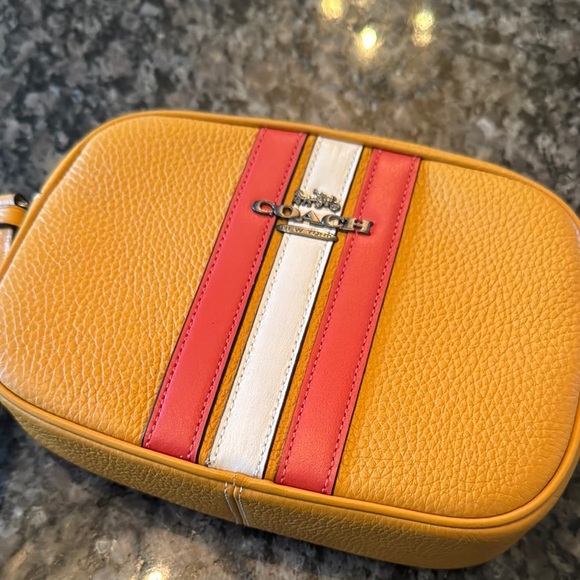 Coach Yellow and Red Crossbody Camera Bag with gunmetal accents EUC - Picture 10 of 17